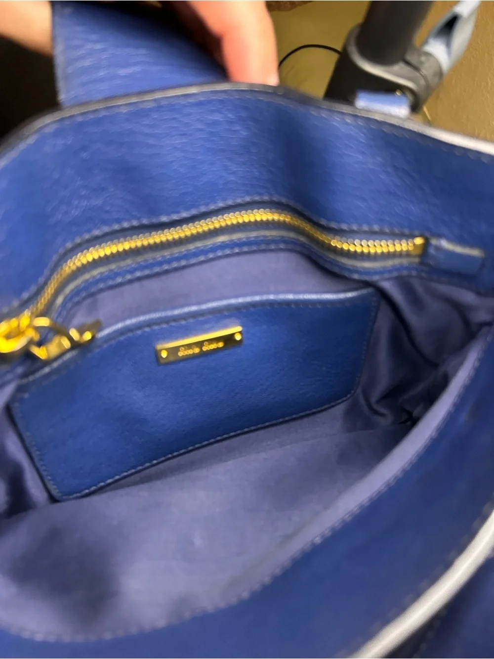 Miu Miu Royal Blue Pebbled Leather Push Lock Top Handle Satchel Shoulder Bag COA